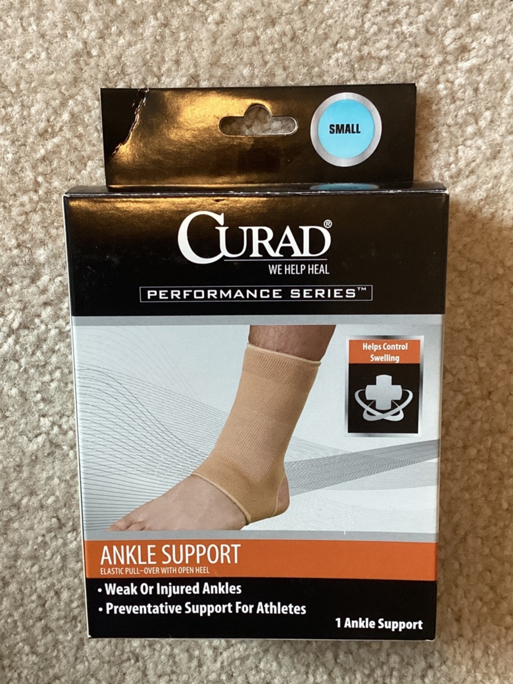 CURAD Ankle Support Sleeve - Small - Beige